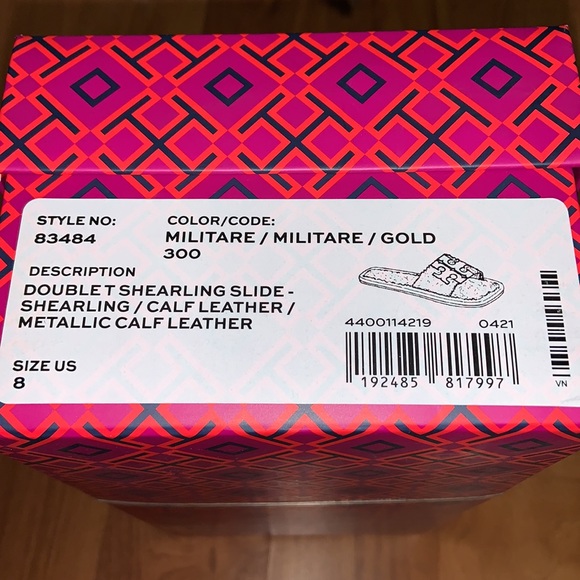 NWT Tory Burch Double T Shearling Slide Slippers - Picture 6 of 11